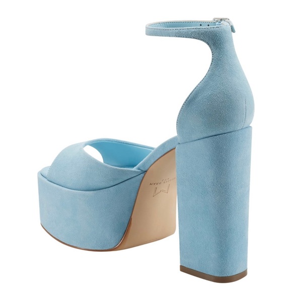 NEW in Box Marc Fisher Della Ankle Strap Platform Sandal in Light Blue Suede - Picture 3 of 7